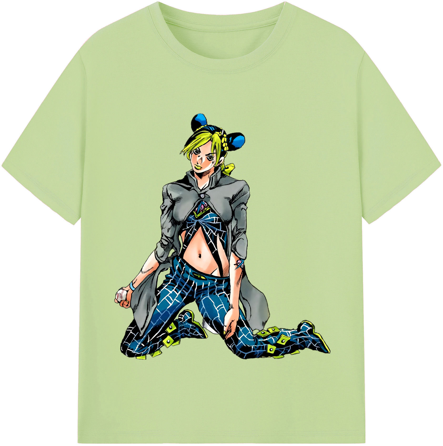 （画像用） "ジョジョの奇妙な冒険 くうじょう ジョリーン JoJo's Bizarre Adventure Jolyne Cujoh " 綿100％半袖Tシャツ（フロントプリント）
